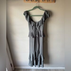 Show Me Your Mumu Renee Ruffle Maxi Dress - Sage Green Chiffon NWT